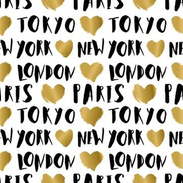 City Names Seamless Pattern Stock Illustration