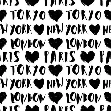 City Names Seamless Pattern Stock Illustration