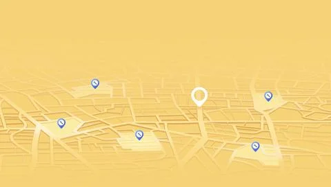 City navigation map with highlighted car service locations. Yellow background Stock Illustration