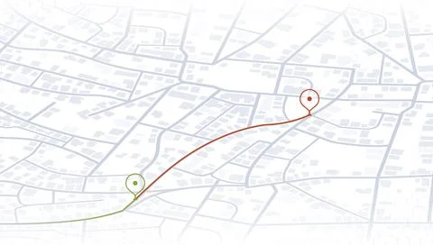 City navigation map with route line. Location tracking geolocation. Isometric Stock Illustration