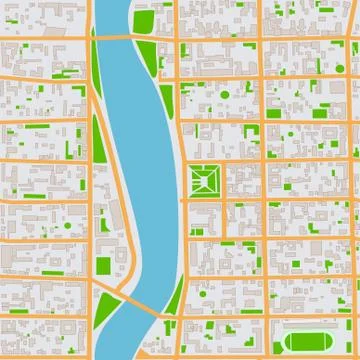 City Navigation Map Seamless Pattern Stock Illustration