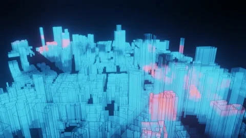 City neon data science sci fi Stock Footage 142298297