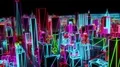 City neon glowing DOF model New York NYC flyover wireframe skyscraper 80s 4k 4k or 4k+ Resolution
