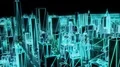 City neon glowing DOF model New York NYC flyover wireframe skyscraper 80s 4k 4k or 4k+ Resolution