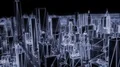 City neon glowing DOF model New York NYC flyover wireframe skyscraper 80s 4k 4k or 4k+ Resolution