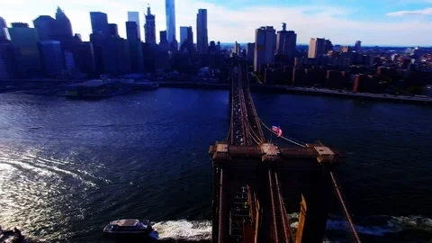 City Of New York With From Interesting Perspective. Aerial Footage Stock Footage