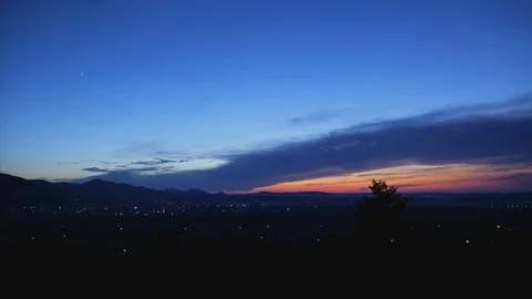 The city Nice against the backdrop of the mountains and beautiful sunset Stock Footage 102270800
