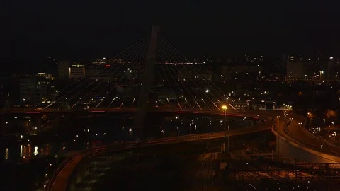 City Night Cargo Container Terminal And Busy Traffic On Highway Stock Footage 85273777