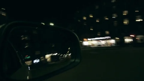 City By Night. Driving In The City. Cinematic Sequence. Stock Footage
