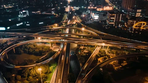 City Night Intersection Time Lapse Stock Footage 234907481