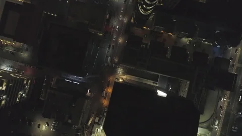 City Night light scene from a drone, Aerial above modern Tel Aviv city at Video stock 123552259