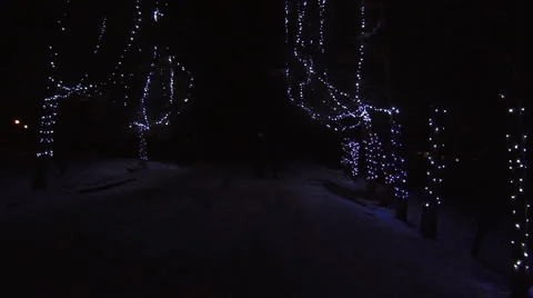 City Night Lights and Car Headlight. Stock Footage