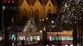 City night man towards street life crowd people traffic and Christmas lights 4k or 4k+ Resolution