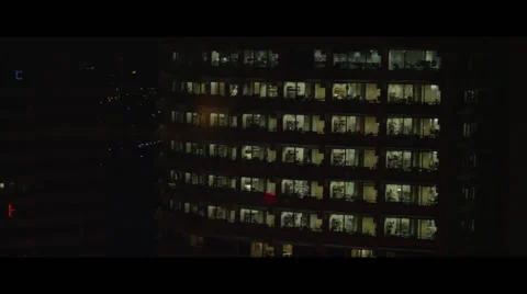 City night office tower with empty desks Stock Footage 57310280