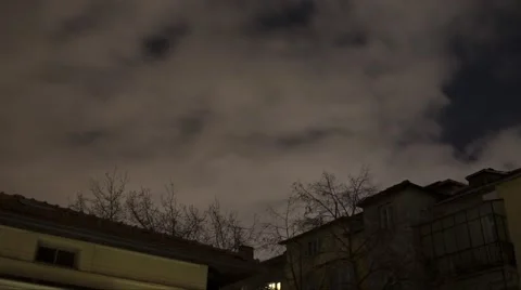 City Night Sky Clouds Timelapse 4K Stock Footage 60219904