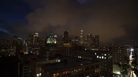 City Night Time Lapse with Clouds Los Angeles, California Stock Footage 71558778