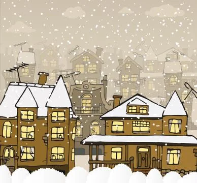 City in the night (winter) Stock Illustration