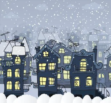 City in the night (winter) Stock Illustration