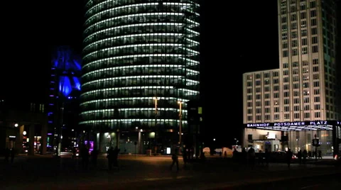 City nightlife. Potsdamer Platz. Berlin, Germany Stock Footage
