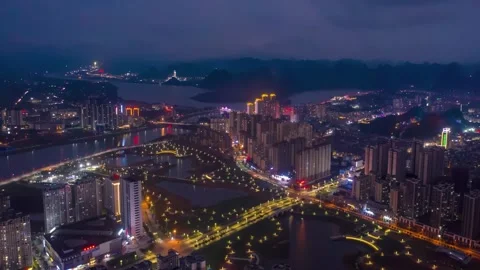 City Nightscape Drone Video Stock Footage 324768329