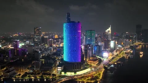 City Nightscape Drone Video Stock Footage 324768452