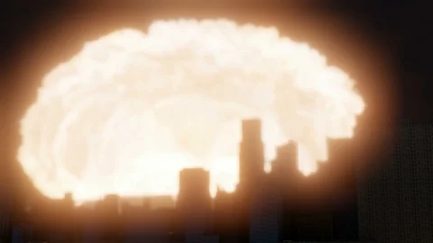City Obliterated by Nuclear Attack Close-Up Stock Footage 111863063