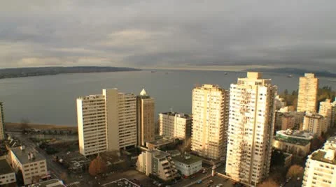 City on the ocean Stock Footage 10750629