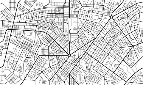 City or town map plan seamless pattern with roads Stock Illustration