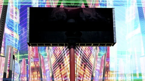 City with overlayed code and data and billboard with disco dancer Stock Footage 316183987