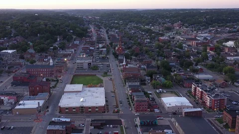City Overview with 4 churches, Dubuque, Iowa, USA Stock Footage 129282704