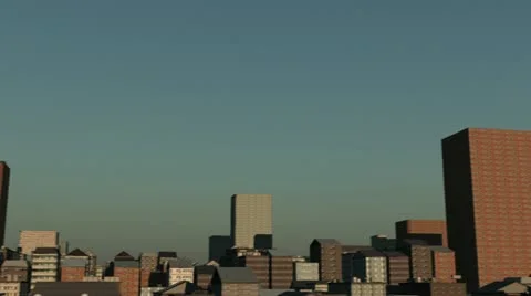 City pan into CCTV transition Version 2 Stock Footage