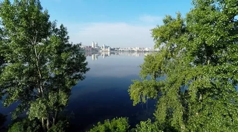 City panorama of the Dnieper river Stock Footage 55564688