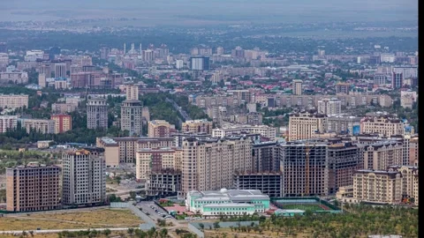 City panoramic view with the buildings construction and cranes in front. Video stock 265058367
