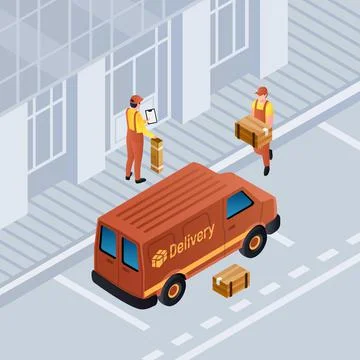 City parcel delivery concept background, isometric style イラスト素材