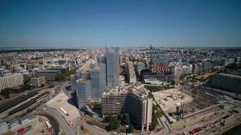 The City Of Paris Is Built Along A Bend In The River By Drone aerial view Stock Footage 243422917