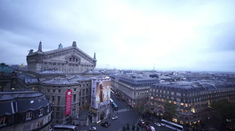 The city of Paris in the evening from a rooftop Stock Footage 46470844