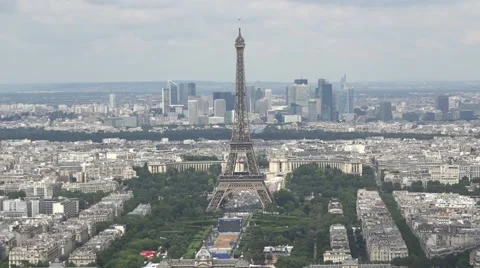 City of Paris Panoramic Shot To Eiffel Tower Monument, 60fps Stock Footage 65377166