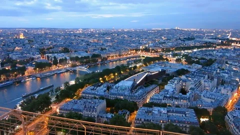 City of Paris seen from the Eiffel Tower during the blue hour. Stock Footage 118550369