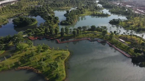 City park with lakes Stock Footage 113714959