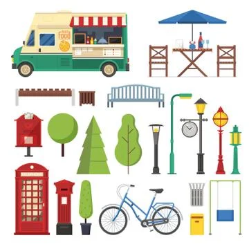 City Park Map Elements for Infographic 스톡 일러스트