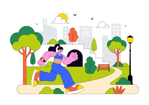 City Park Vector Illustration Featuring Urban Green Space, Family Picnic, P.. Stockillustratie