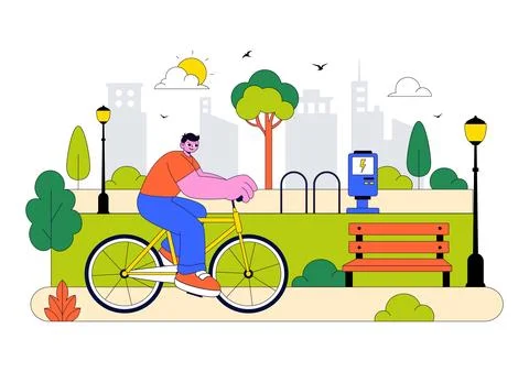 City Park Vector Illustration Featuring Urban Green Space, Family Picnic, P.. Stockillustratie