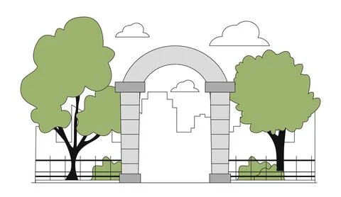 City park vector linear Stock Illustration