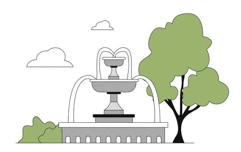 City park vector linear Ilustração Stock