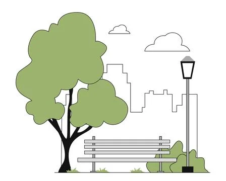 City park vector linear Ilustração Stock