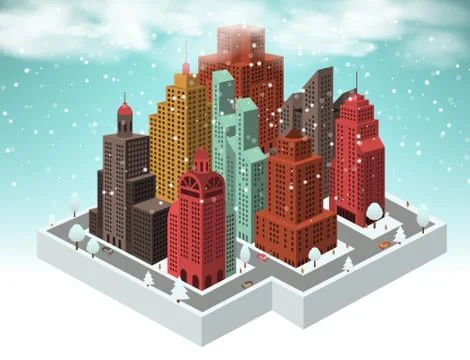 City in perspective (winter) Stock Illustration