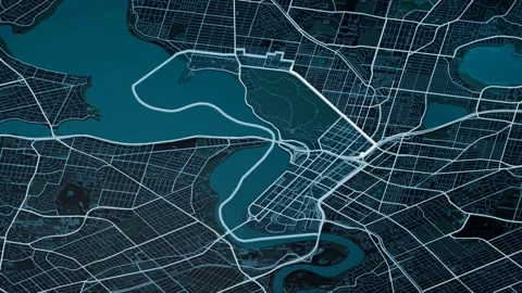 City of Perth Perth Australia Digital Map Highlight 4K Stock Footage 337465707