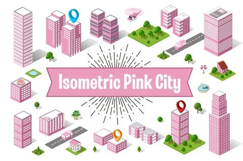 City pink  skyscraper Stock Illustration