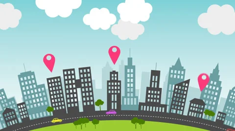 City pins. Stock Footage 30445147