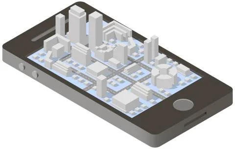 City plan isometric on smartphone Stock Illustration